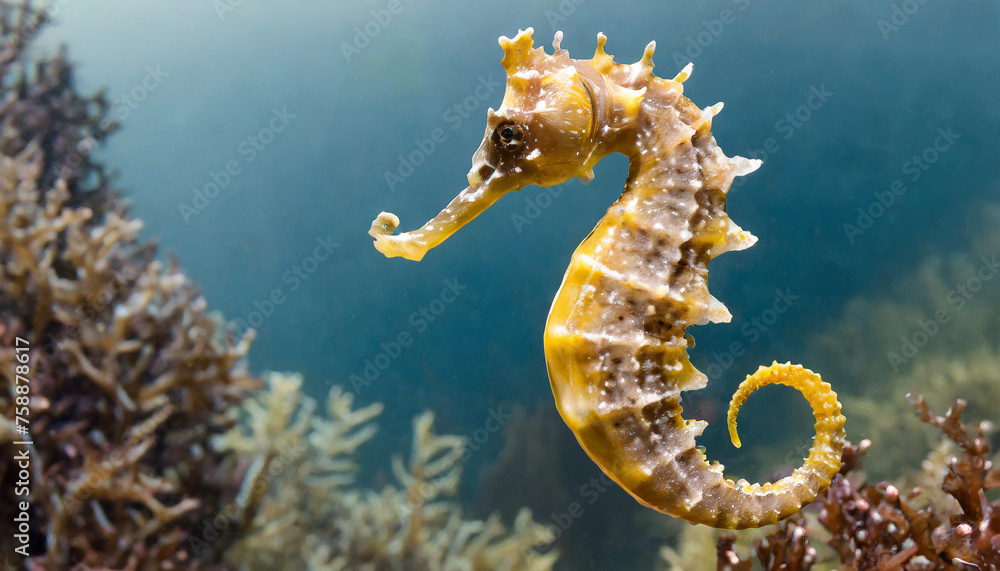 Seahorse isolated unterwater in the sea