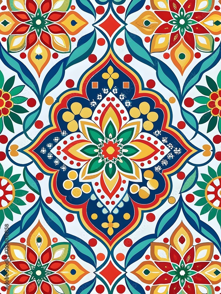 Colorful Traditional Tile Pattern Design Colorful Traditional Tile Pattern Design