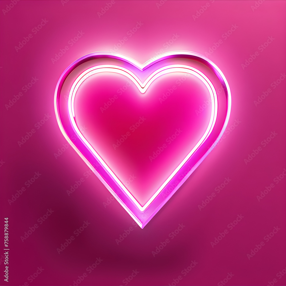 Rosy Radiance: Delving into the Art of Pink Neon Hearts(Generative AI)