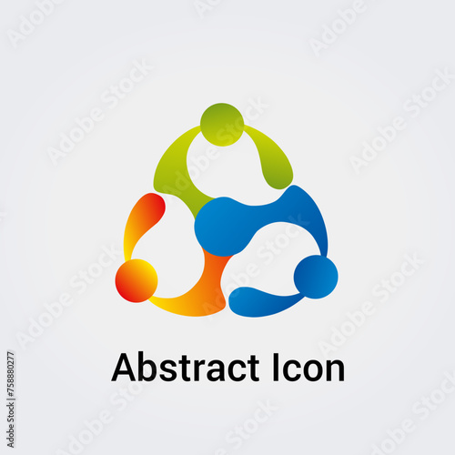 Icône abstraite Logo Design Formes Couleurs Silhouettes Personnes Danse étoile Cercle Trèfle Communications  Réseau Variation Arc-en-Ciel Vecteur