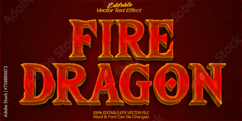  Fire Dragon Vector Text Effect Editable Alphabet Red Mystic Legend