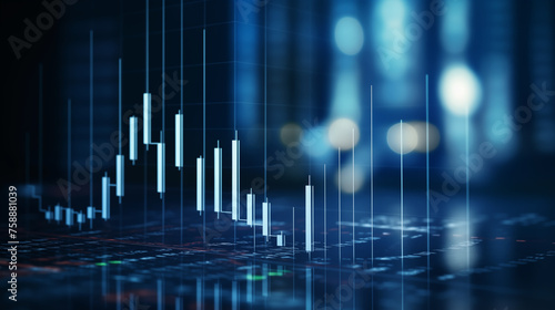 Market chart of business stock graph or investment financial data profit on Dark Blue Background. financial chart and candlestick graph © 思源 蒋