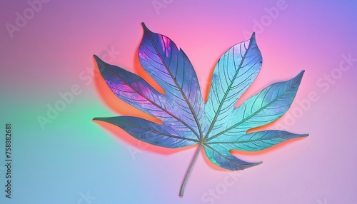 Aesthetic holographic leaf shadow background