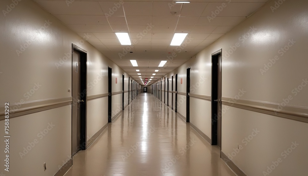 Empty straight hallways