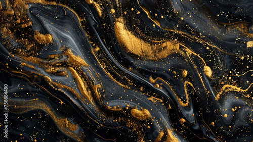 Black Marble With Golden Veins, Black Marble natural pattern for background