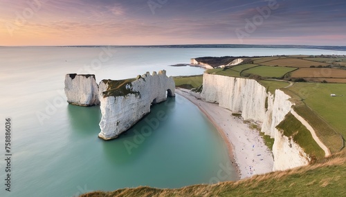 old harry rocks at Handfast Point, on the Isle of Purbeck in Dorset, southern England