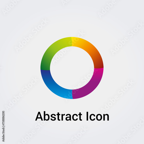 Icône abstraite Logo Design Formes primaires Triangle Étoile Cercle Trèfle Ruban Divers Réseau de communications Couleurs arc-en-ciel Vecteur