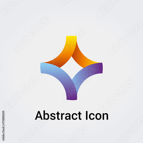 Icône abstraite Logo Design Formes primaires Triangle Étoile Cercle Trèfle Ruban Divers Réseau de communications Couleurs arc-en-ciel Vecteur