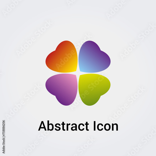 Icône abstraite Logo Design Formes primaires Triangle Étoile Cercle Trèfle Ruban Divers Réseau de communications Couleurs arc-en-ciel Vecteur