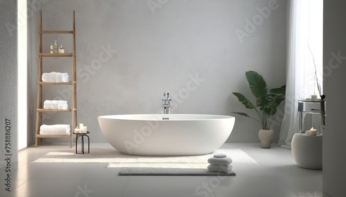 Spa treatment set in minimal bathroom interior