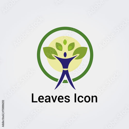 Icône Nature Feuillage, Feuilles et Environnement Design Bleu Vert Couleurs pour Logo Vert Business Ecologie Recyclage Jardinage