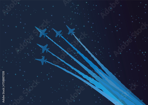 Night fly. Eagle fighter jet plane taking off during exercise