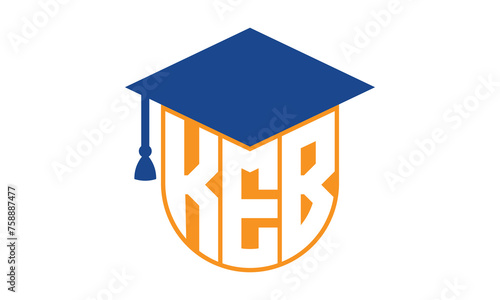 KEB initial letter academic logo design vector template. school college logo, university logo, graduation cap logo, institute logo, educational logo, library logo, teaching logo, book shop, varsity