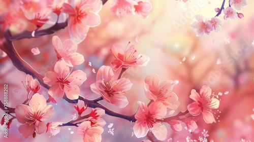 Beautiful flowering sakura Japanese