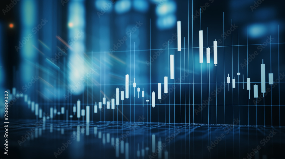 Market chart of business stock graph or investment financial data profit on Dark Blue Background. financial chart and candlestick graph Market chart of business stock graph or investment financial data profit on Dark Blue Background. financial chart and candlestick graph