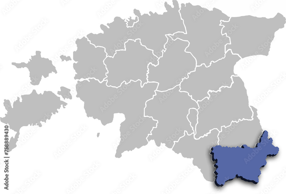 VORUMAA COUNTY OR DEPARTMENT MAP STATE OF ESTONIA 3D ISOMETRIC MAP VORUMAA COUNTY OR DEPARTMENT MAP STATE OF ESTONIA 3D ISOMETRIC MAP
