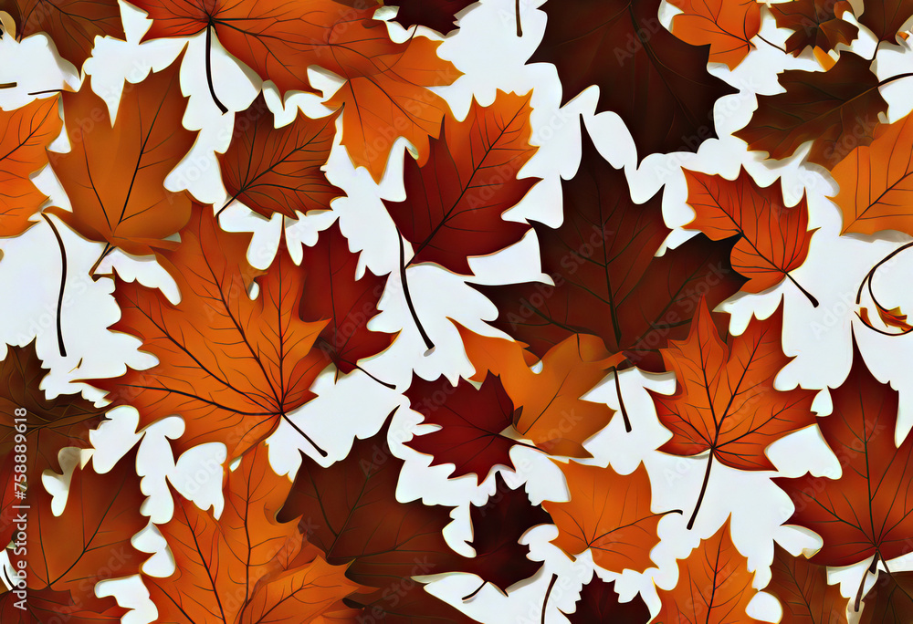 Fototapeta premium Seamless pattern of autumn leaves. Vector illustration. stock illustration