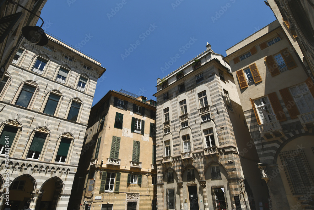 Piazza San Matteo, one of the main squares in Genoa's historic center in the Molo district, was the heart of the consortium of Doria family.