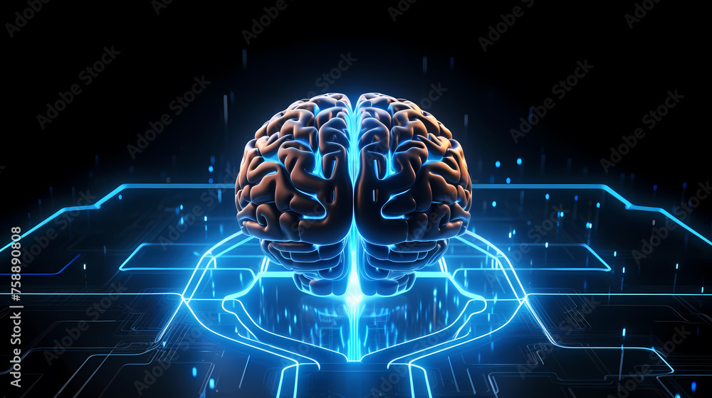 Artificial intelligence brain network concept background