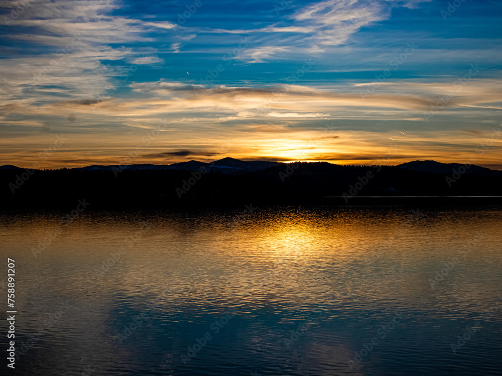 Sunset on Coeur d'Alene Lake from Coeur d'Alene Lake Drive Bike Path Sunset on Coeur d'Alene Lake from Coeur d'Alene Lake Drive Bike Path