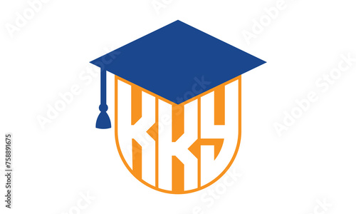 KKY initial letter academic logo design vector template. school college logo, university logo, graduation cap logo, institute logo, educational logo, library logo, teaching logo, book shop, varsity photo