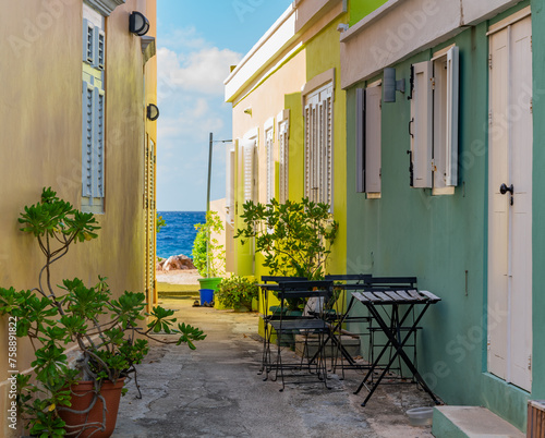 Walking around Petermaai, Caribbean island of Curacao  photo