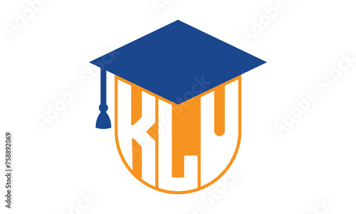 KLU initial letter academic logo design vector template. school college logo, university logo, graduation cap logo, institute logo, educational logo, library logo, teaching logo, book shop, varsity