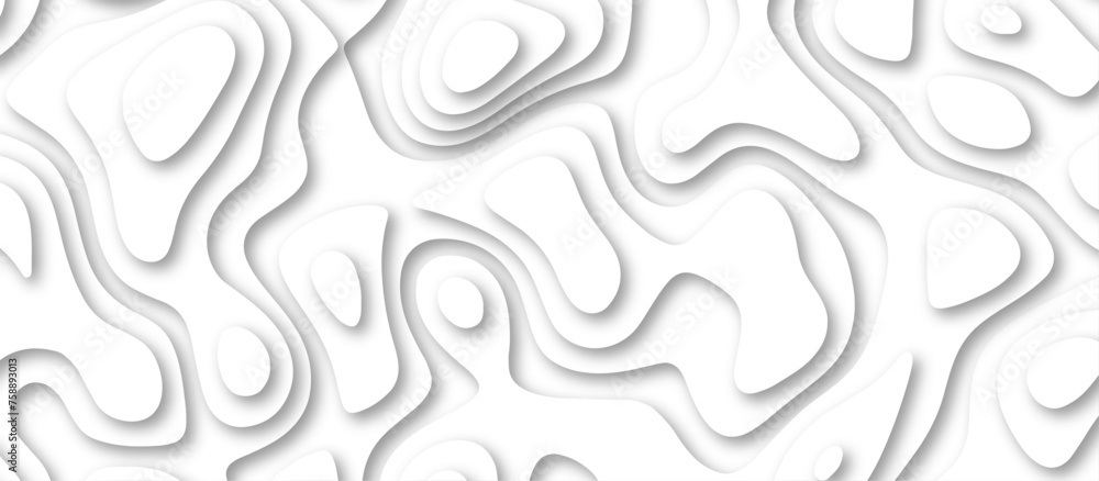 Abstract geometric layered curve line white background. 3d white papercut topography relief. Cover layout template. paper cut topography soft background banner texture. light liquid wave illustration. Abstract geometric layered curve line white background. 3d white papercut topography relief. Cover layout template. paper cut topography soft background banner texture. light liquid wave illustration.