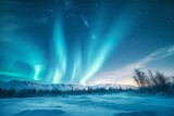 Aurora Borealis Over Snowy Landscape, Northern Lights, night, sky, natural phenomenon