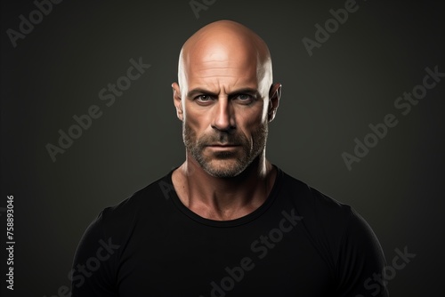 Portrait of a bearded man in a black t-shirt.