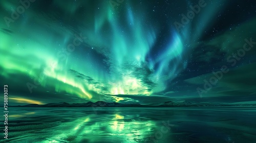 Majestic Northern Lights Display, aurora, celestial, night sky, colorful