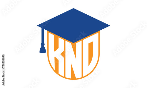 KNO initial letter academic logo design vector template. school college logo, university logo, graduation cap logo, institute logo, educational logo, library logo, teaching logo, book shop, varsity photo
