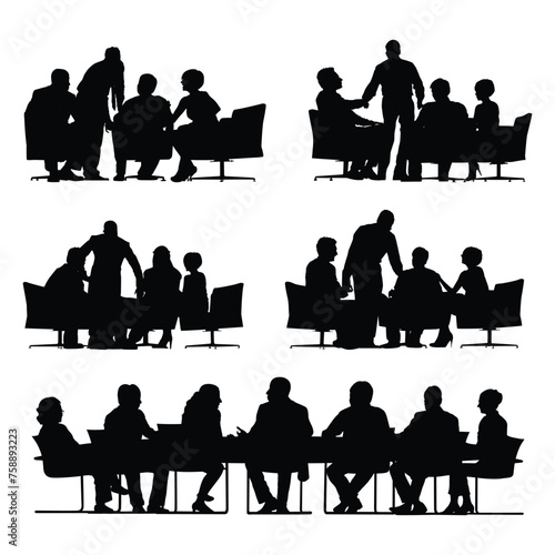 People meeting silhouette. Silhouettes of people