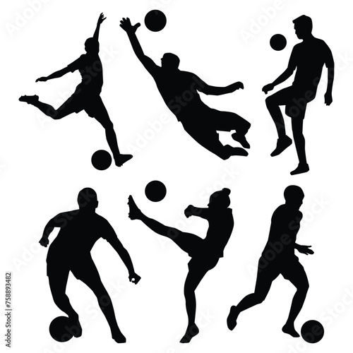 Silhouettes of football players. Silhouettes of soccer players