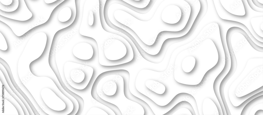 Abstract geometric layered curve line white background. 3d white papercut topography relief. Cover layout template. paper cut topography soft background banner texture. light liquid wave illustration. Abstract geometric layered curve line white background. 3d white papercut topography relief. Cover layout template. paper cut topography soft background banner texture. light liquid wave illustration.