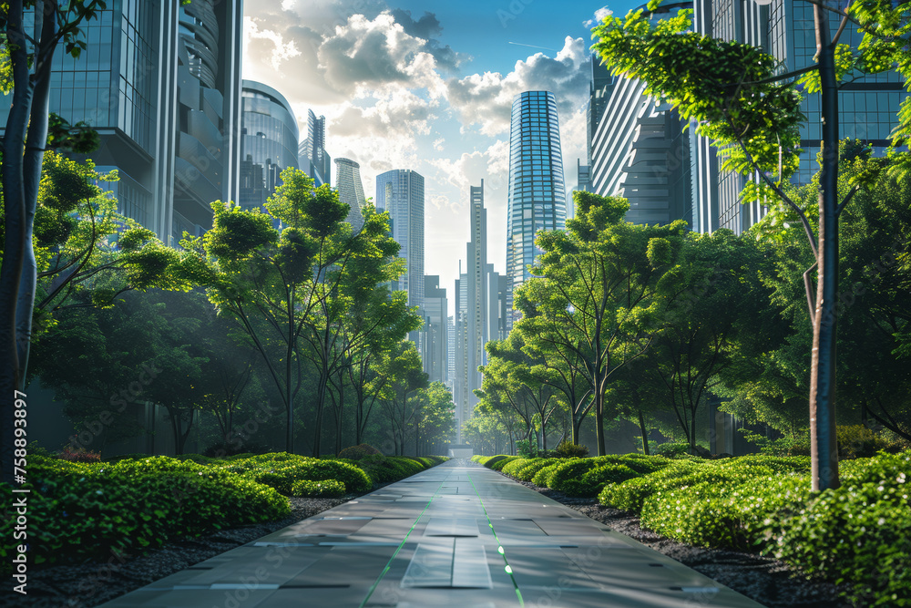 Beautiful eco-friendly city with blue and green man made skyscrapers and buildings modern futuristic city green Garden urban area 3D illustration design Beautiful eco-friendly city with blue and green man made skyscrapers and buildings modern futuristic city green Garden urban area 3D illustration design