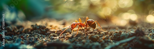 one ant close up in the forest in the early morning © Ivana