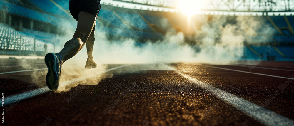 custom made wallpaper toronto digitalClose up of running sportsman, athlete in motion. Professional marathon runner on stadium road track. Sport concept. Jogging. Generative ai