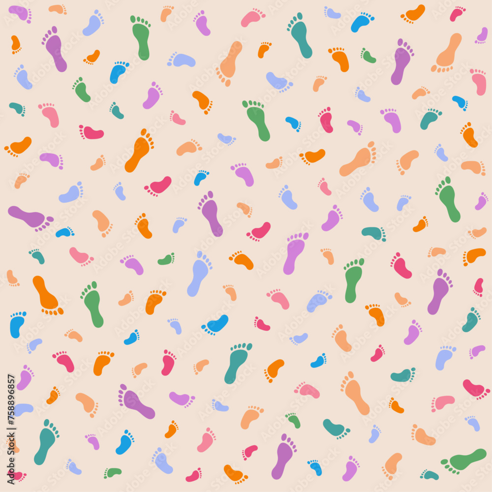 Background with human children's and adults footprint. Background with human children's and adults footprint.
