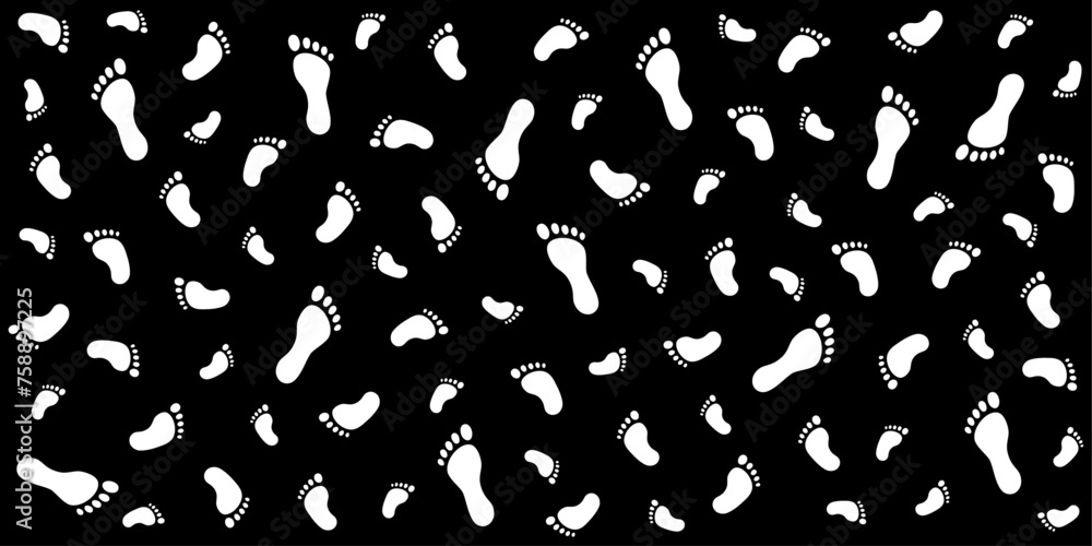 Obraz premium Background with human children's and adults footprint.