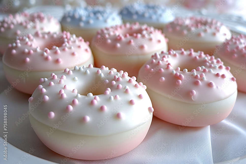 Sweet Symmetry Pink Donuts Stacked with Precision Sugary Serenade