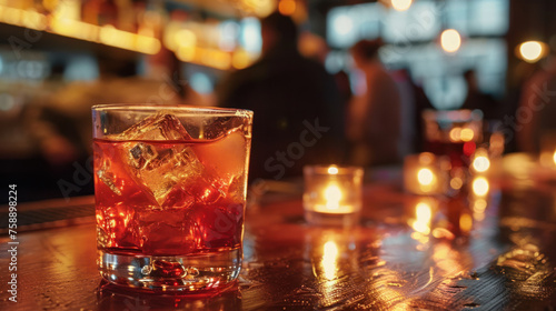A Close-Up Cocktail in Vibrant Ambiance