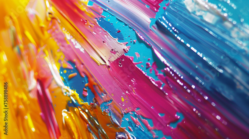 Vibrant oil paint strokes on canvas
