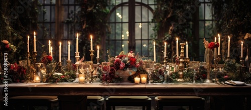 wedding table adorned with lit candles