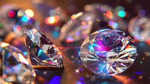 Diamonds with Colorful Light Reflections  precious  gemstone  luxury  transparent