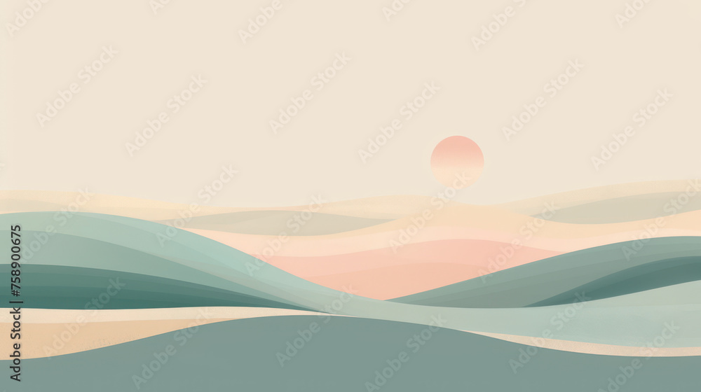 Tranquil Dunes at Dawn Abstract Illustration