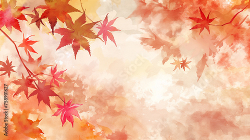 Autumn watercolor Japanese paper background.