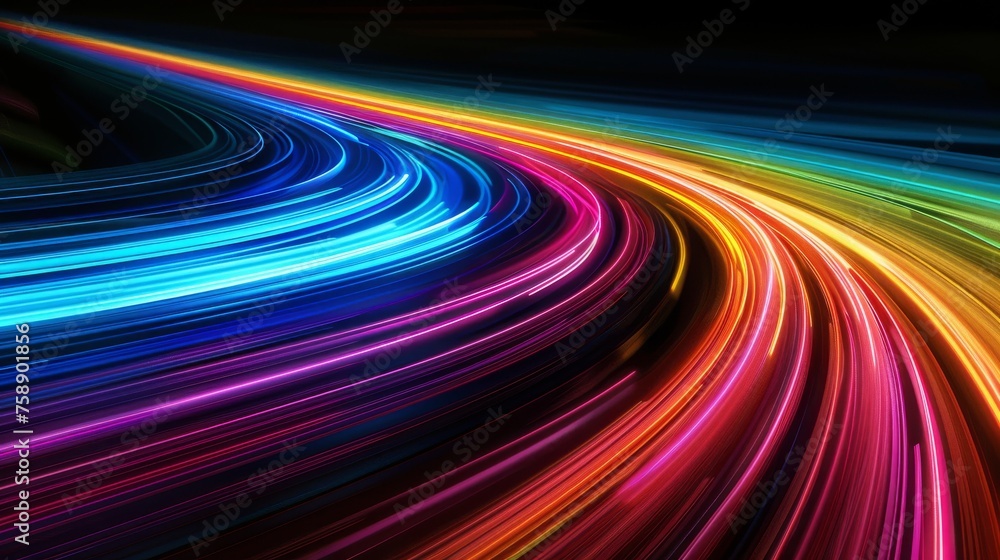 High-speed motion blur on a black background with dynamic rainbow streaks of light. High-speed motion blur on a black background with dynamic rainbow streaks of light.