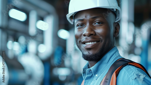 Smiling African American Engineer Embracing Futuristic Technology Horizon