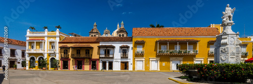 Panoramic view of the Customs Square Historic Center of Cartagena Colombia